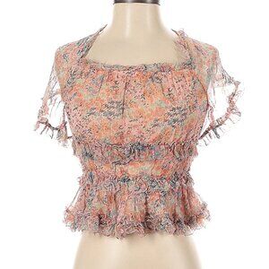 Love Sam Pink Floral Ruffle Top
